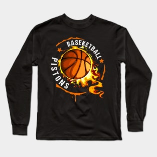 Graphic Basketball Name Pistons Classic Styles Team Long Sleeve T-Shirt